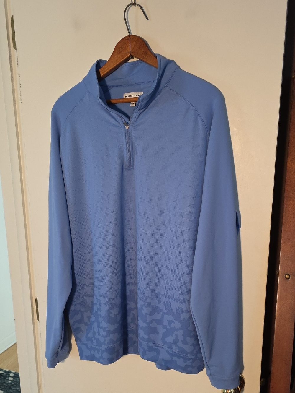 Peter Millar Large Light Blue Quarter-Zip Golf Pullover Very Unique Design
